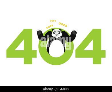 Fehler 404. Panda überraschen. Seite nicht gefunden Vorlage für Website. China-Bär weiß nicht und wundert sich. Seite Lost &amp; Found Meldung. Problem disconn Stock Vektor