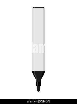 schwarzem Filzstift isoliert. Stationery Office. Schule-Schreibtischzubehör. Großen Stift auf weißem Hintergrund. Stock Vektor