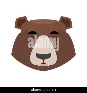 Bär schlafen Emoji. Grizzly eingeschlafen Emotion. Gesicht wildes Tier isoliert Stock Vektor