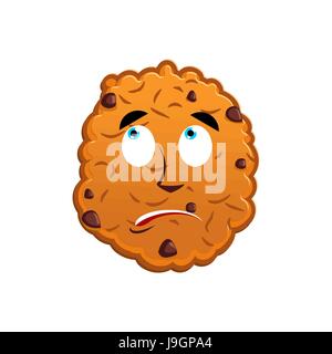 Cookies überrascht Emoji. Keks Emotion erstaunt. Speisen isoliert Stock Vektor