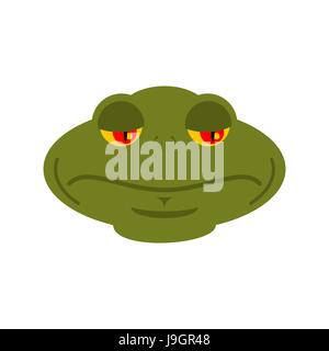 Frosch traurig Emoji. Kröte Avatar traurigen amphibischen. Emotion Reptil Gesicht Stock Vektor