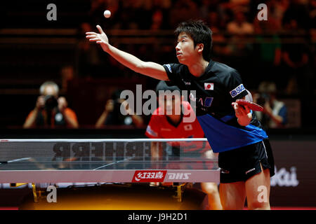 Düsseldorf, Deutschland. 1. Juni 2017. Jun Mizutani (JPN)-Tischtennis: 2017 Singles Tischtennis-Meisterschaften der Herren 2. Vorrundenspiel bei der Messe Düsseldorf in Düsseldorf. Bildnachweis: Aflo Co. Ltd./Alamy Live-Nachrichten Stockfoto