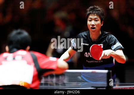 Düsseldorf, Deutschland. 1. Juni 2017. Jun Mizutani (JPN)-Tischtennis: 2017 Singles Tischtennis-Meisterschaften der Herren 2. Vorrundenspiel bei der Messe Düsseldorf in Düsseldorf. Bildnachweis: Aflo Co. Ltd./Alamy Live-Nachrichten Stockfoto