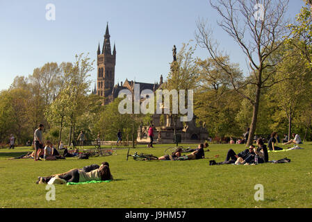 Glasgow Kelvingrove Park Szenen zu Fuß Stockfoto