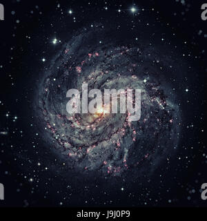 Messier 83, südlichen Pinwheel Galaxie M83 oder NGC 5236 ist eine vergitterte Spiralgalaxie im Sternbild Hydra. Elemente des Bildes von der NASA eingerichtet. Stockfoto