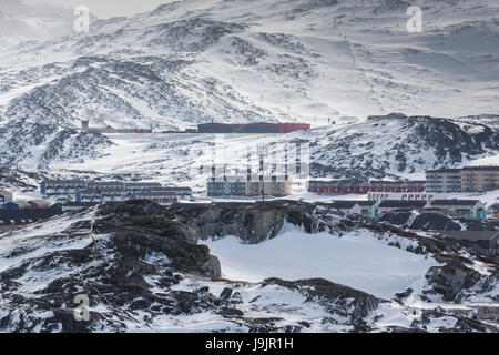 Nuuk, Grönland erhöhten Skyline Blick Stockfoto