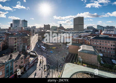 Blick über Manchester City aus der Höhe. Stockfoto