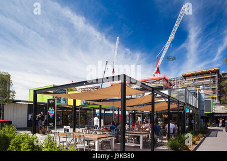 Neuseeland, Südinsel, Christchurch, Re: START Shopping Mall, von Frachtcontainern und Ersatz für Stadt Einkaufsviertel von 2011 ruiniert gebaut Stockfoto