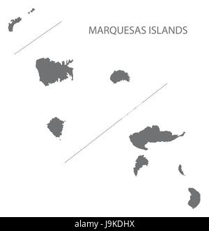 Marquesas-Inseln Karte grau Abbildung silhouette Stock Vektor