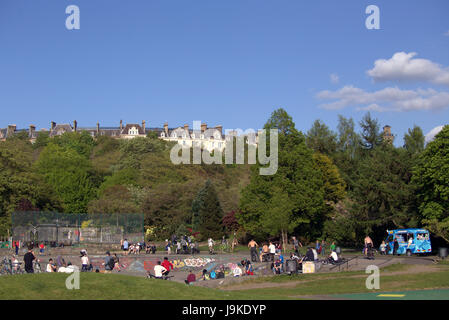 Glasgow Kelvingrove Park Szene Kelvingrove Skate Park Stockfoto