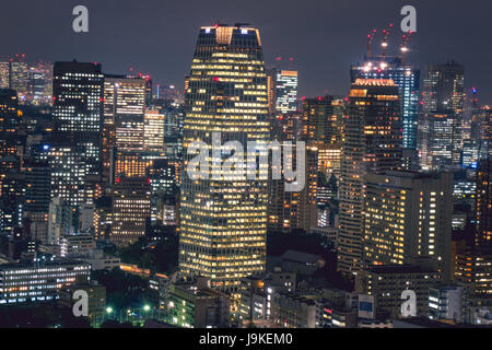 Leichte Nachtansicht der Stadt Tokio in Japan, Stadtbild Stockfoto
