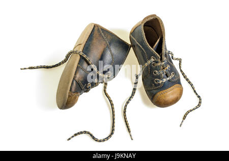 blau Leder Babyschuhe Stockfoto