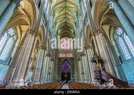 Marne (51), Frankreich, Reims, Cathédrale Notre-Dame Classée Patrimoine Mondial de UNESCO / / Frankreich, Marne (51), Reims, Kathedrale von Notre-Dame de Reims, Lis Stockfoto