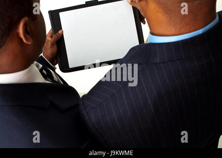 Afrikanische amerikanische Geschäftsleute arbeiten an Strategien. Kopieren Sie Raum. Stockfoto