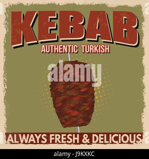 Kebab-Werbeplakat im Vintage-Stil, Vektor-illustration Stock Vektor