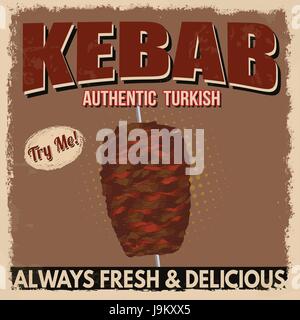 Kebab-Werbeplakat im Vintage-Stil, Vektor-illustration Stock Vektor