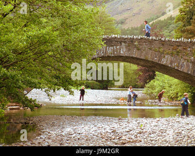 Grange-Brücke in Borrowdale, Lake District, Stockfoto