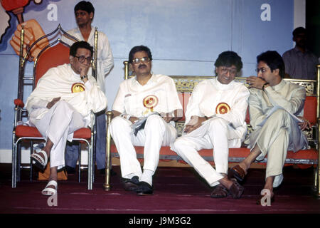 Indischer Politiker, Bal Thackeray, Raj Thackeray und Uddhav Thackeray, Indien, Asien Stockfoto