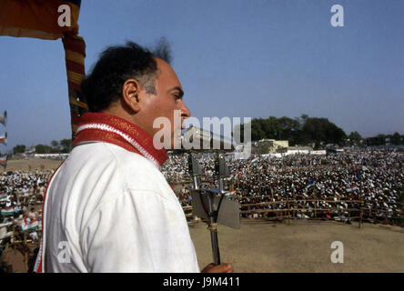 Rajiv Gandhi sprach bei der Wahlkundgebung, ehemaliger Premierminister von Indien, indischer Politiker, Indien, Asien Stockfoto