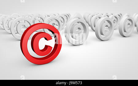 Copyright Symbol und Ikone konzeptionelle 3D Darstellung. Stockfoto