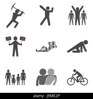 Gruppe von Personen halten Mann Symbole trendiger flachen Stil isoliert auf weißem Hintergrund. Vektor-Illustration-Elemente für Ihre Website-Design, Logo, app, UI Stock Vektor