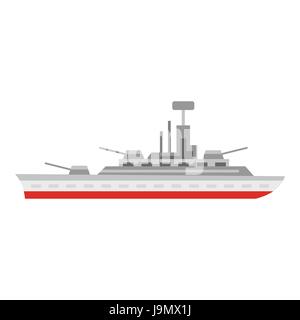 Kriegsschiff-Symbol, flachen Stil Stock Vektor