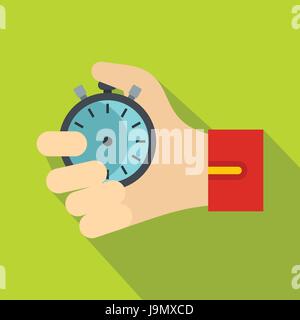 Hand mit Stoppuhr-Symbol, flachen Stil Stock Vektor
