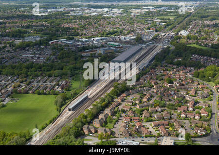 Siemens, drei Brücken Traincare Anlage Website, Crawley, West Sussex ist mehr als 1,4 Meilen in der Länge und wurde von VolkerFitzpatrick gebaut. Stockfoto