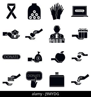 Nächstenliebe Icons Set, einfachen Stil Stock Vektor