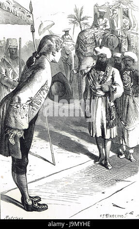 Clive of India erfüllt die neue Nabob von Bengalen Meer Jaffier 1757 Stockfoto