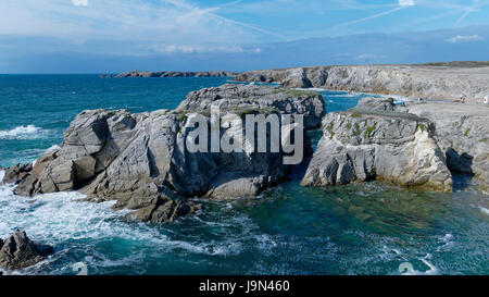 Port Rhu, wilde Küste, Halbinsel Quiberon (Morbihan, Bretagne, Frankreich). Stockfoto