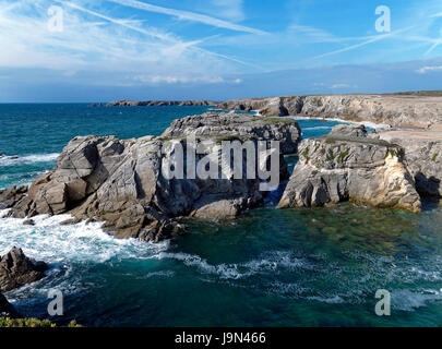 Port Rhu, wilde Küste, Halbinsel Quiberon (Morbihan, Bretagne, Frankreich). Stockfoto