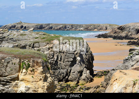 Port Rhu, wilde Küste, Halbinsel Quiberon (Morbihan, Bretagne, Frankreich). Stockfoto