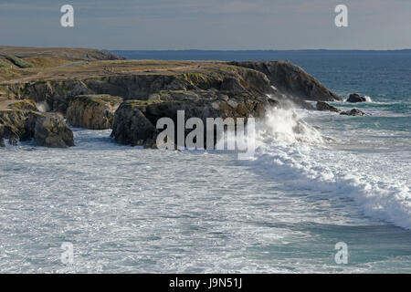 Port Rhu, wilde Küste, Halbinsel Quiberon (Morbihan, Bretagne, Frankreich). Stockfoto