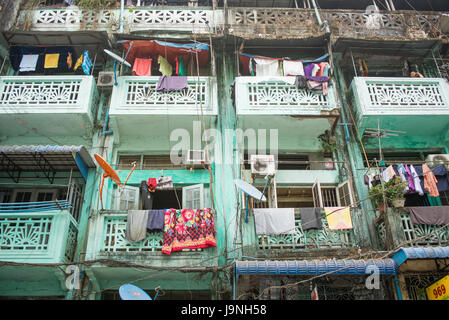 Balkonen in Yangon, Myanmar Stockfoto