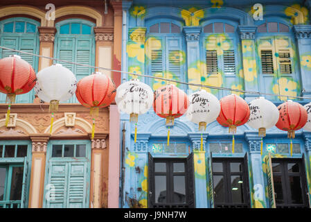 Papierlaternen im Abschnitt Chinatown in Singapur. Stockfoto