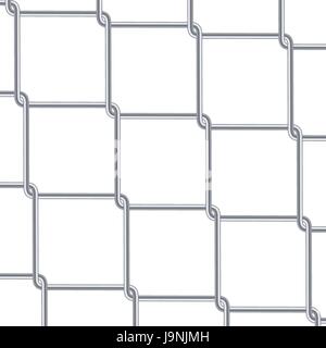 Chain Link Fence Hintergrund. Industriellen Stiltapeten. Realistische geometrische Textur. Stahldraht-Wand, Isolated On White. Vektor-illustration Stock Vektor