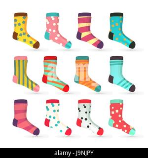 Kinder Socken Icons Vektor. Bunte Socken Set Illustration Stock Vektor