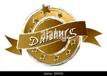 Duisburg, Logogram, Retro, Rosenkranz, Banner, Royal, Ornament, Duisburg, Stockfoto