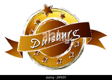 Duisburg, Logogram, Retro, Rosenkranz, Banner, Royal, Ornament, Duisburg, Stockfoto