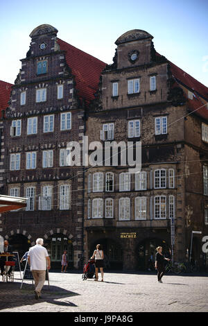 Bremen, Deutschland - 30. August 2016: Das historische Gebäude der Schokoladenfabrik Hachez & Co auf dem Marktplatz in der Altstadt am 30. August 2016 Stockfoto