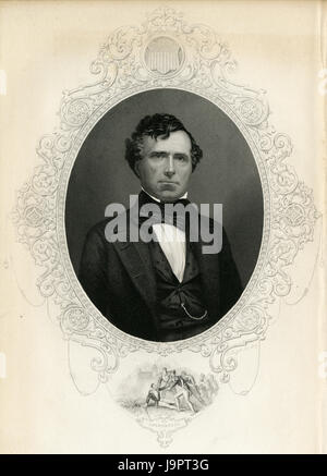 Antike c1860 Gravur, Franklin Pierce. Franklin Pierce (1804-1869) war der 14. Präsident der Vereinigten Staaten (1853Ð57). QUELLE: ORIGINAL GRAVUR. Stockfoto