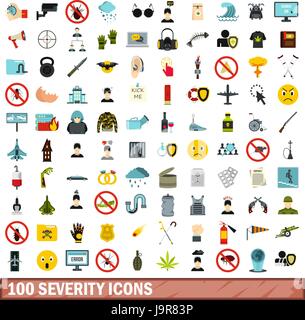 100 schwere Icons set, flach Stil Stock Vektor