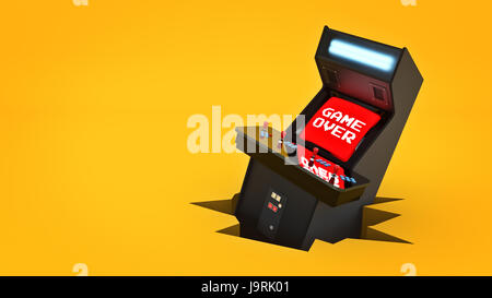 Vintage Arcade-Spiel-Maschine Konzept Spiel über. 3D-Rendering Stockfoto