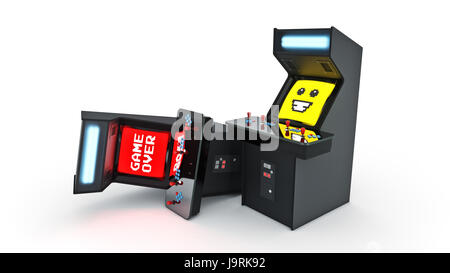 Vintage Arcade-Spiel-Maschine Konzept Spiel über. 3D-Rendering Stockfoto