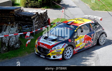 Aigle, Suisse. 2. Juni 2017. Aigle, 02.06.2017, Rallye du Chablais, Equipage Sebastien Loeb (FRA) & Severine Loeb (FRA), ES 1 Evionnaz - Vernayaz Foto: Cronos/Frederic Dubuis/Alamy Live News Stockfoto