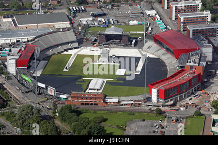 Manchester, UK. 3. Juni 2017. Luftaufnahme des Veranstaltungsortes One Love Manchester Concert in Vorbereitung für Sonntag Nächstenliebe nutzen Gig Credit: A.P.S (UK) / Alamy Live News Stockfoto