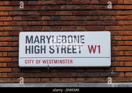 Marylebone High Street, City of Westminster, London, England, Vereinigtes Königreich Stockfoto