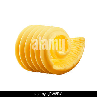 gerollt, curl, Milch, Butter, Lebensmittel, Nahrungsmittel, isoliert, Closeup, Ausbreitung, eins, Stockfoto
