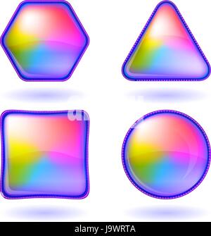 Symbole-Buttons-Regenbogen, Set, Runde Stock Vektor